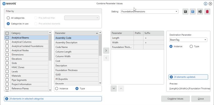 Naviate - Combine Parameter Values