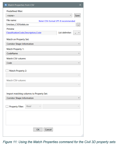 Using the Match Properties command for the Civil 3D property sets