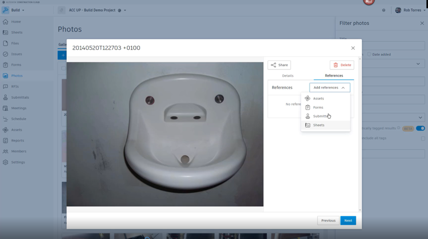 Photo referencing in Autodesk Build